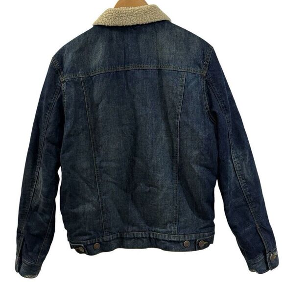 Aeropostate Sherpa-Lined Dark Wash Denim Trucker Jacket Winter Jacket Men Sz M - Picture 4 of 16